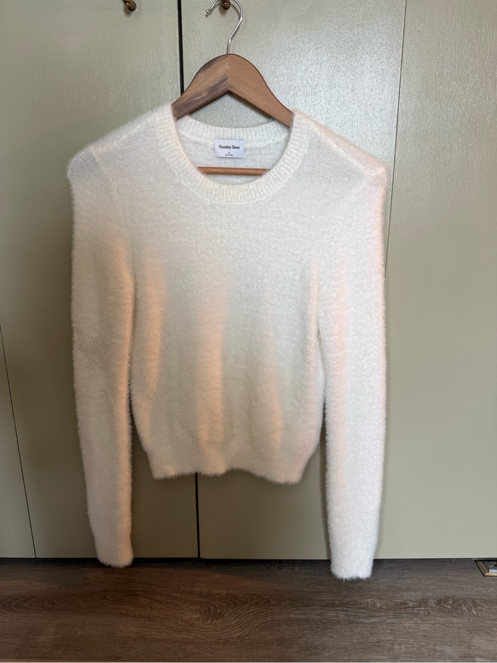 Sunday Best Kitten Sweater Cream Fuzzy Crewneck S Aritzia